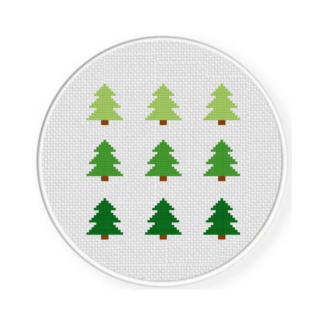 Mini Pine Trees Cross Stitch Pattern