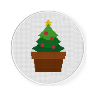 Potted Christmas Tree Cross Stitch Pattern
