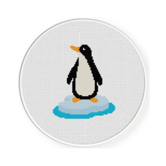 Penguin on Ice Cross Stitch Pattern