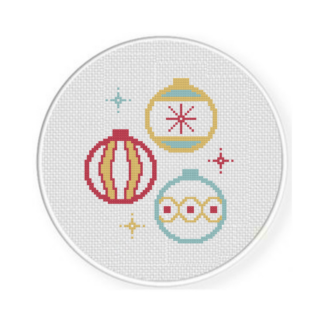 Retro Holiday Ornaments Cross Stitch Pattern
