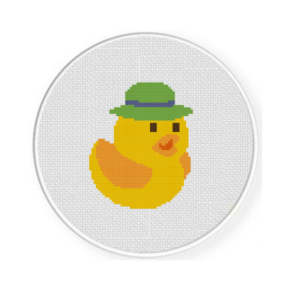 Duck in Summer Hat Cross Stitch Pattern