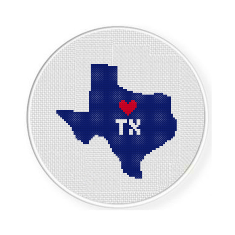 Heart Texas Cross Stitch Pattern Daily Cross Stitch