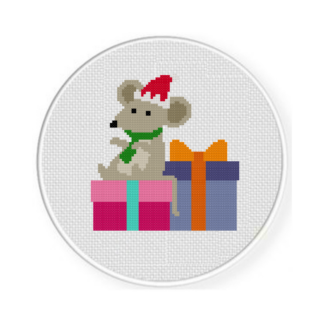 Mouse with Gifts Cross Stitch Pattern