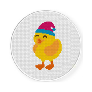 Duck in Nightcap Cross Stitch Pattern