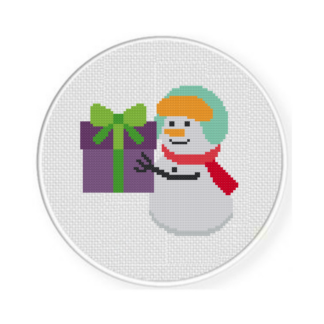 Gift Giving Snowman Cross Stitch Pattern