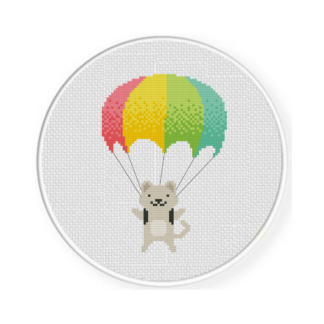 Parachute Kitty Cross Stitch Pattern