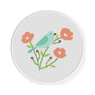 Bird and Blooms Cross Stitch Pattern