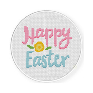 Happy Easter Script Cross Stitch Pattern