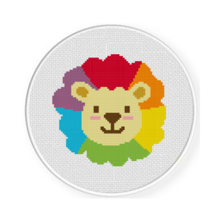 Rainbow Lion Cross Stitch Pattern