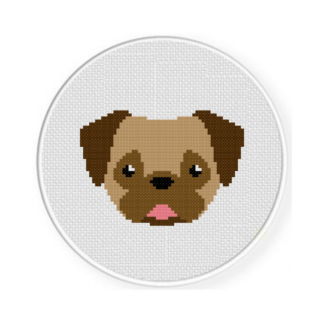 Cute Pug Face Cross Stitch Pattern