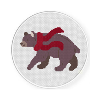 Happy Cozy Bear Cross Stitch Pattern