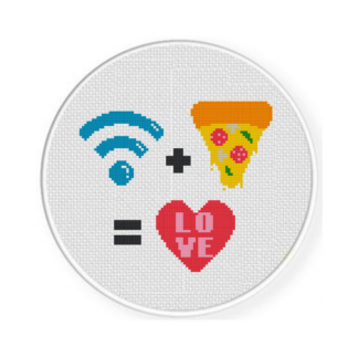 Wifi And Pizza Cross Stitch Pattern