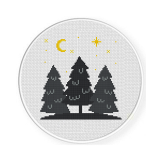 Silhouette Trees Cross Stitch Pattern
