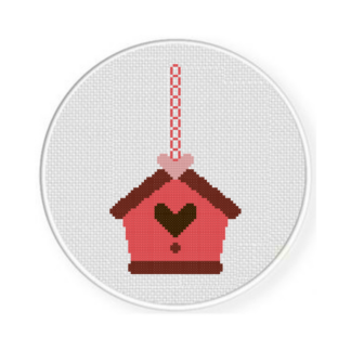 Heart Bird House Cross Stitch Pattern