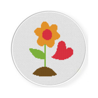 Flower Heart Cross Stitch Pattern