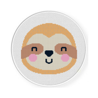 Happy Sloth Face Cross Stitch Pattern