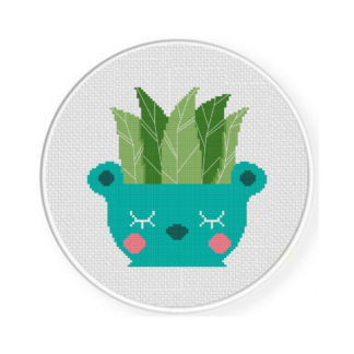 Bear Pot Plant Cross Stitch Pattern