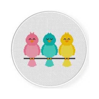Happy Birds On Wire Cross Stitch Pattern
