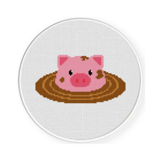 Pig In The Mud Cross Stitch Pattern