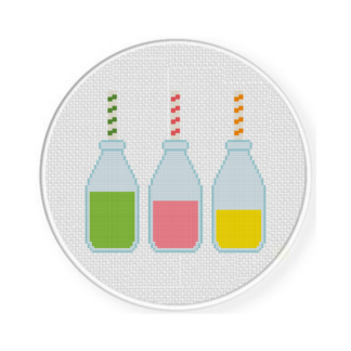 Colorful Drinks Cross Stitch Pattern