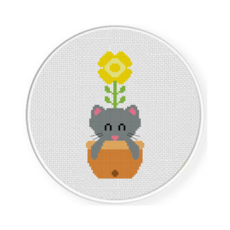 Kitty Plant Cross Stitch Pattern