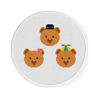 Three Bears Family Cross Stitch Pattern