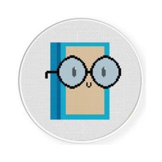 Book With Eyeglasses Cross Stitch Pattern