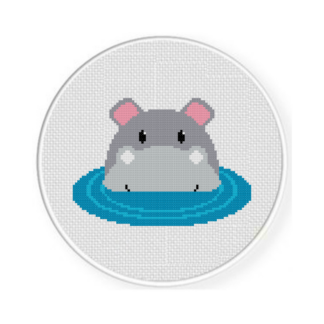 Peeping Hippo Cross Stitch Pattern