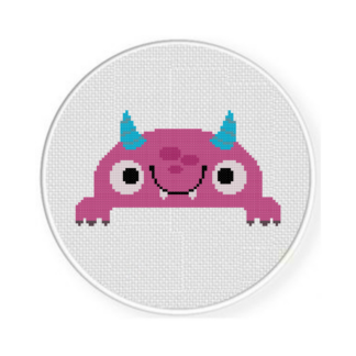 Violet Monster Peekaboo Cross Stitch Pattern