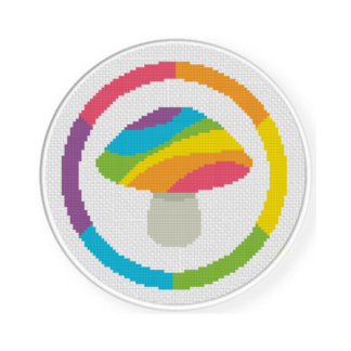 Rainbow Mushroom Cross Stitch Pattern