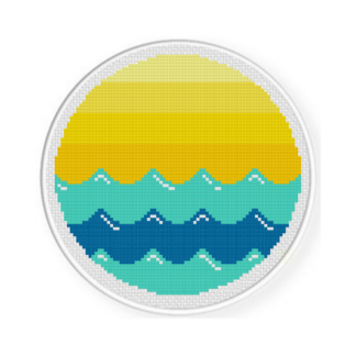 Sun And Waves Cross Stitch Pattern