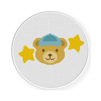 Bear with Blue Cap Cross Stitch Pattern