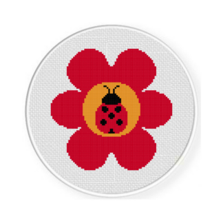 Ladybug on a Flower Cross Stitch Pattern