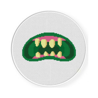 Green Monster Mouth Cross Stitch Pattern