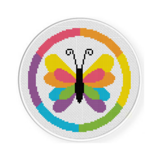 Rainbow Butterfly Cross Stitch Pattern