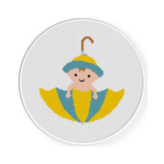 Baby Boy Umbrella Cross Stitch Pattern