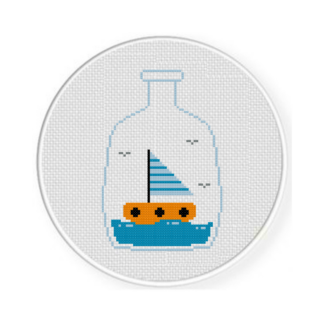 Boat In A Bottle Cross Stitch Pattern