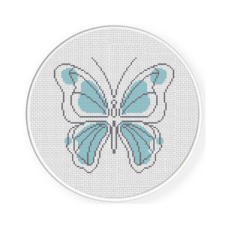 Blue Butterfly Outline Cross Stitch Pattern