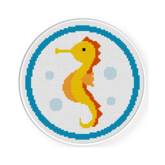 Yellow Seahorse Cross Stitch Pattern