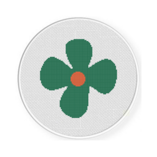 Retro Green Flower Cross Stitch Pattern