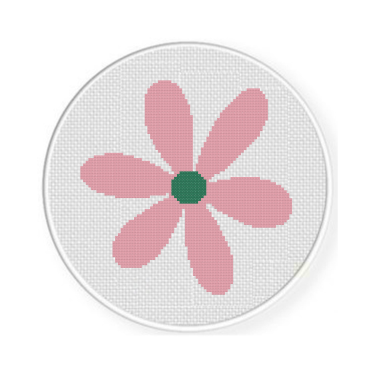 Retro Pink Flower Cross Stitch Pattern – Daily Cross Stitch