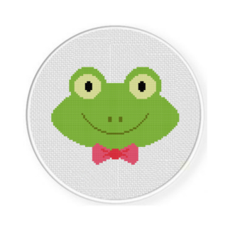 Smiling Frog Face Cross Stitch Pattern