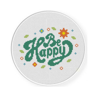 Be Happy Retro Cross Stitch Pattern