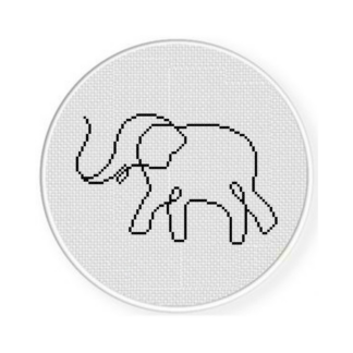 One Line Elephant Cross Stitch Pattern