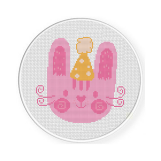Pink Party Bunny Cross Stitch Pattern