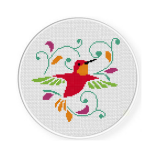 Hummingbird Floral Cross Stitch Pattern