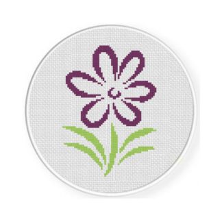 Violet Flower Shape Cross Stitch Pattern