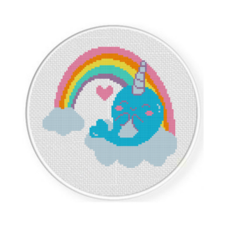 Rainbow Narwhal Cross Stitch Pattern