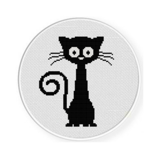Funny Black Cat Cross Stitch Pattern