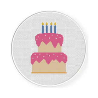 Layered Birthday Cake Cross Stitch Pattern